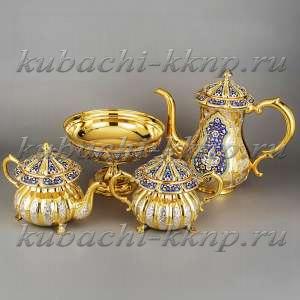 Чайный набор с позолотой и эмалью «Финифть» - чср020 Чайный набор с позолотой и эмалью «Финифть» - чср020