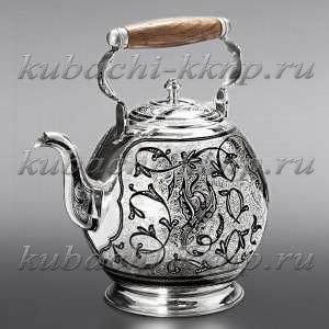 Серебряный большой чайник на плиту - чн0009