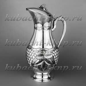 Серебряный кувшин для воды с откидной крышкой - кв091кр Серебряный кувшин для воды с откидной крышкой - кв091кр