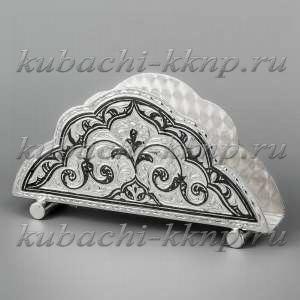Серебряная салфетница с орнаментом и чернением - сл020