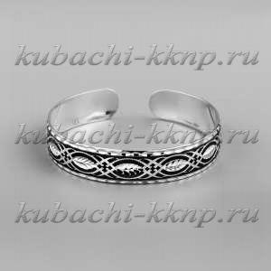 Серебряный узкий браслет Кубачи с гравировкой - БР134 Серебряный узкий браслет Кубачи с гравировкой - БР134