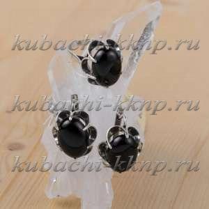 Серебряные серьги с агатом в оправе 