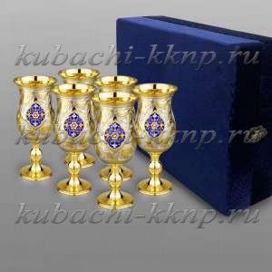 Набор серебряных позолоченных фужеров для вина - ф114-6