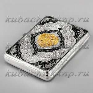 Серебряный портсигар «С гербом» - пдс047