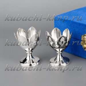 Набор серебряных  пашотниц «Черно-белое» с гравировкой - пш011