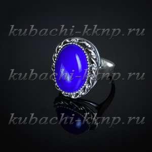 Кольцо с искусственным лазуритом в оправе Косичка - к246