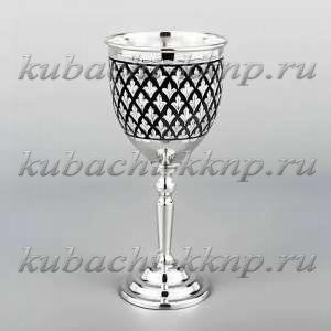 Серебряный бокал для вина с орнаментом«Капля» - бк016
