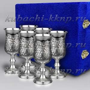 Набор из шести серебряных фужеров для вина 