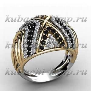 Массивное золотое кольцо с цветными камнями - AN0041