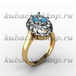 Овальное кольцо из золота с камнем под топаз - 00046-5r Овальное кольцо из золота с камнем под топаз - 00046-5r