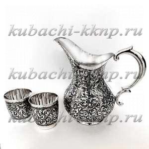 Серебряный набор для воды с двумя стаканами 