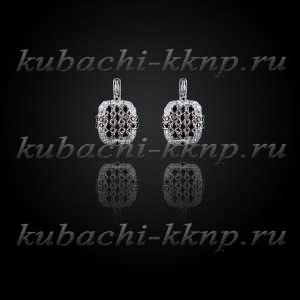 Серебряные женские серьги кубачи с фианитами  - с806