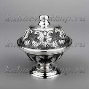 Икорница из серебра «Узор» - ИК033