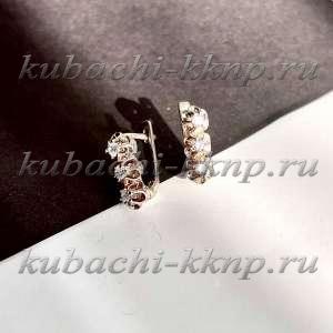 Серьги тройной Тюльпан серебряные женские с английским замочком - Ag-с39