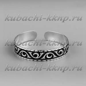 Узкий кубачинский серебряный браслет с чернением - БР129 Узкий кубачинский серебряный браслет с чернением - БР129