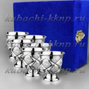 Набор из шести(6) серебряных стопок с лазерной гравировкой - стп039-6