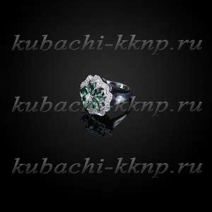 Серебряное кольцо Кубачи с фианитами под изумруд - к802 Серебряное кольцо Кубачи с фианитами под изумруд - к802