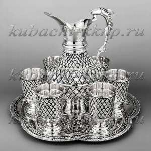 Серебряный набор для воды со стаканами - ндв011