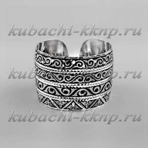Широкий браслет Кубачи из серебра 
