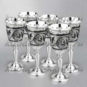 Набор из шести серебряных рюмок 