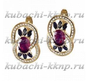Оригинальные золотые серьги с фианитами - E30992-3