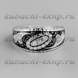 Серебряный браслет Кубачи с цветочным орнаментом - БР13 Серебряный браслет Кубачи с цветочным орнаментом - БР13