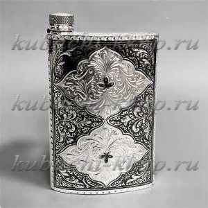 Серебряная фляга с арочным орнаментом, 230мл - фл095