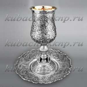 Серебряный бокал с подносом для кидуша - бк-кид