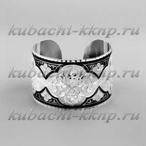Жесткий широкий серебряный браслет на женскую руку - БР01