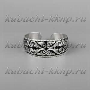 Кубачинский браслет из серебра с красивым орнаментом и гравировкой - бр49