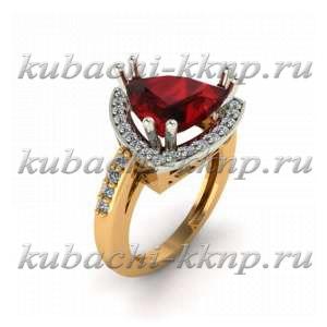 Кольцо из розового золота с фианитами под гранат - 10011r