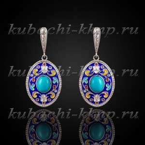 Висячие серьги с эмалью  Висячие серьги с эмалью