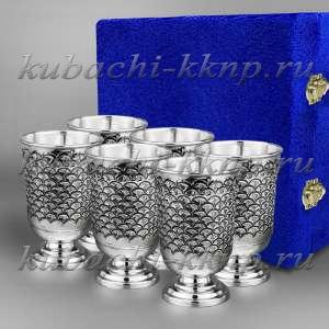Набор из шести серебряных стаканов с чешуйками - ст043-6