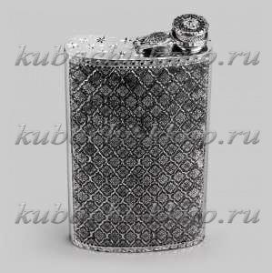 Фляжка серебряная с откидной крышкой 