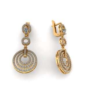 Серьги из золота 585 пробы с дорожками фианитов - 00110e