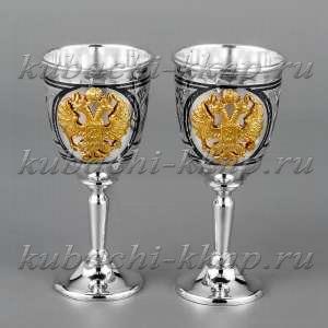 Набор серебряных рюмок с гербом - р072-2 Набор серебряных рюмок с гербом - р072-2