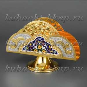 Серебряная салфетница с позолотой и эмалью - сл05