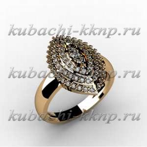 Классическое золоте кольцо с фианитами - 00055r Классическое золоте кольцо с фианитами - 00055r