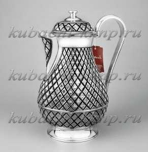 Серебряный кувшин с гравировкой и ченением - кв098