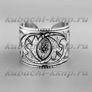 Серебряный широкий женский браслет с органичным орнаментом - БР37 Серебряный широкий женский браслет с органичным орнаментом - БР37