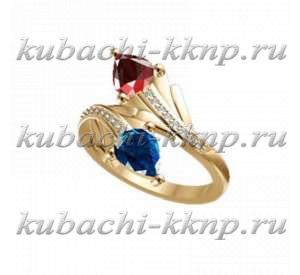Кольцо из золота с фианитами под рубин и сапфир - R31119-1