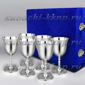 Набор из шести глянцевых фужеров для вина 925 пробы - ф068-6