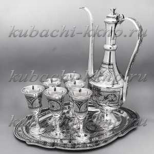 Серебряный коньячный сервиз на шесть персон - КС0011