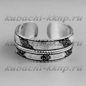 Серебряный браслет страдиционным кубачинским орнаментом - БР178