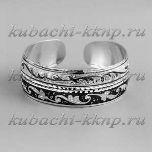 Серебряный браслет Кубачи с уникальным орнаментом - БР166