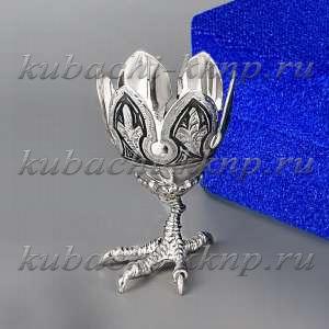 Серебряная подставка под яйцо на куриной ножке - пш023