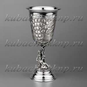 Серебряный статный фужер «Виноград», 215 мл - ф057