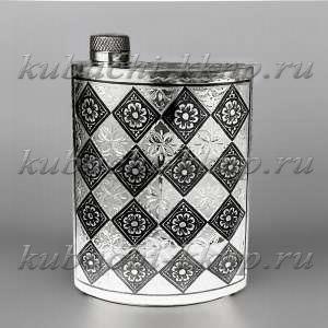 Строгая серебряная фляга, 230 мл - фл057