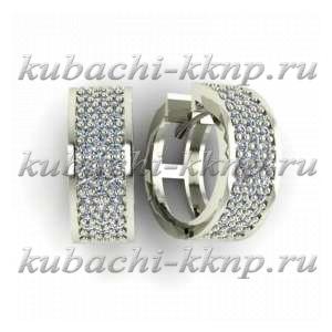 Серьги из белого золота с россыпью фианитов - 00005e