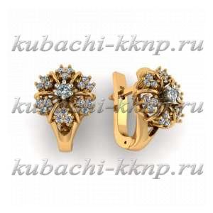 Золотые женские серьги с фианитами - G01